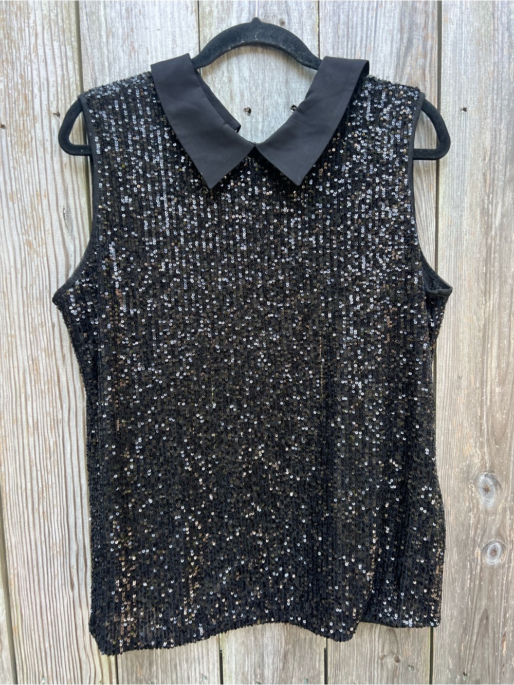 TOMMY HILFIGER Black Collared Sleeveless  Sequin Top Women’s XL NWT NEW - Picture 5 of 16